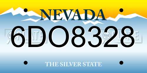 6DO8328 Nevada License Plate