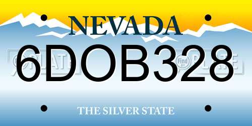 6DOB328 Nevada License Plate