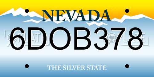 6DOB378 Nevada License Plate