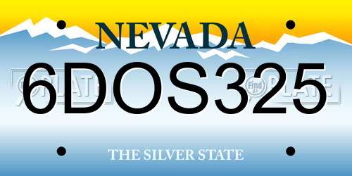 6DOS325 Nevada License Plate