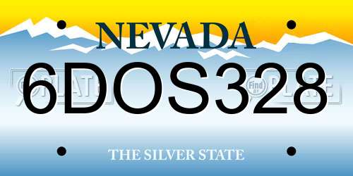 6DOS328 Nevada License Plate