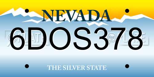 6DOS378 Nevada License Plate