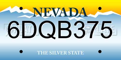 6DQB375 Nevada License Plate
