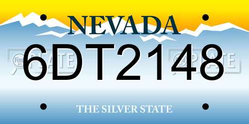 6DT2148 Nevada License Plate