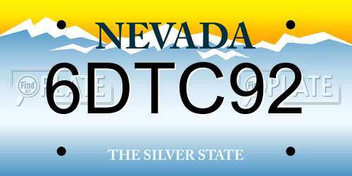6DTC92 Nevada License Plate