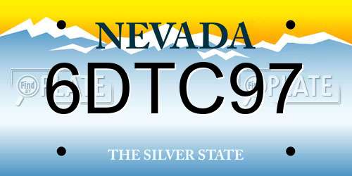 6DTC97 Nevada License Plate