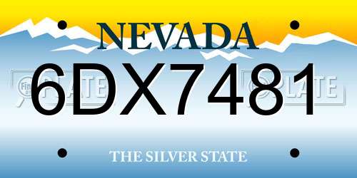 6DX7481 Nevada License Plate