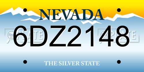 6DZ2148 Nevada License Plate