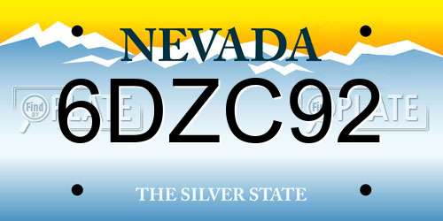 6DZC92 Nevada License Plate