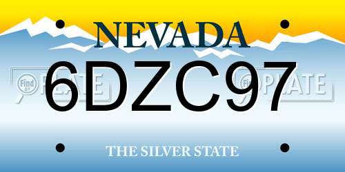 6DZC97 Nevada License Plate