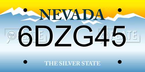 6DZG45 Nevada License Plate