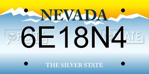 6E18N4 Nevada License Plate