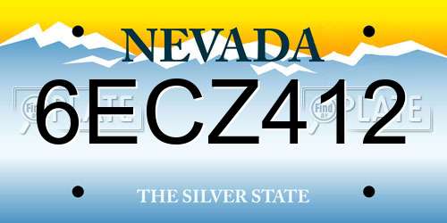 6ECZ412 Nevada License Plate