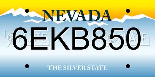 6EKB850 Nevada License Plate