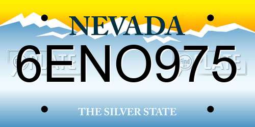 6ENO975 Nevada License Plate