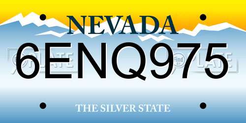 6ENQ975 Nevada License Plate