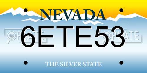 6ETE53 Nevada License Plate