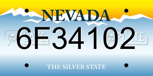 6F34102 Nevada License Plate