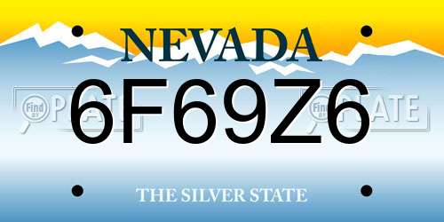 6F69Z6 Nevada License Plate