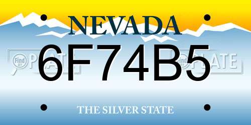 6F74B5 Nevada License Plate