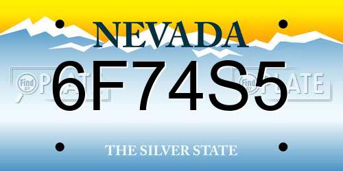 6F74S5 Nevada License Plate