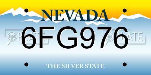 6FG976 Nevada License Plate