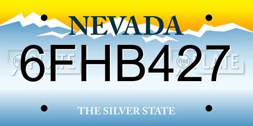 6FHB427 Nevada License Plate