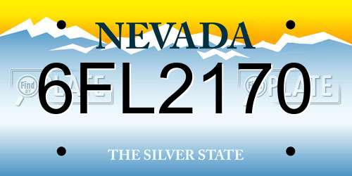 6FL2170 Nevada License Plate