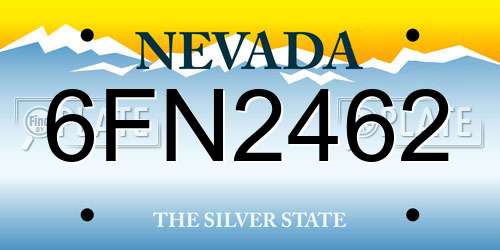 6FN2462 Nevada License Plate