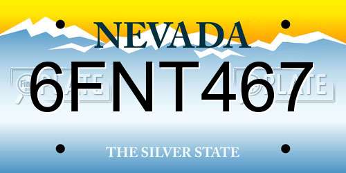 6FNT467 Nevada License Plate