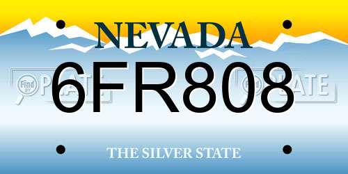6FR808 Nevada License Plate