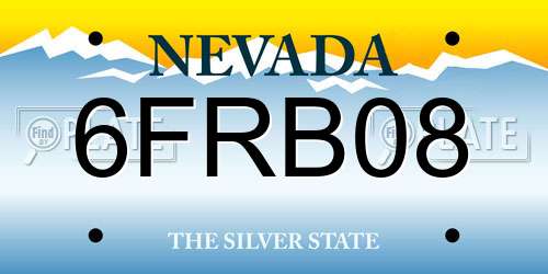 6FRB08 Nevada License Plate
