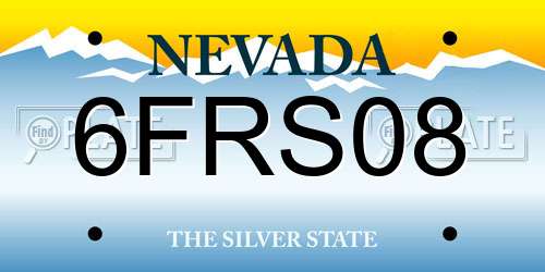 6FRS08 Nevada License Plate