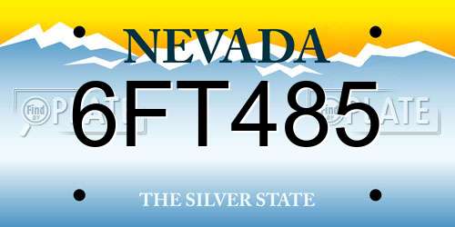 6FT485 Nevada License Plate