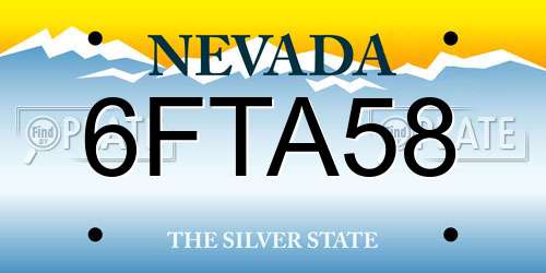 6FTA58 Nevada License Plate