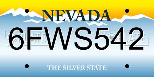 6FWS542 Nevada License Plate