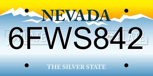 6FWS842 Nevada License Plate