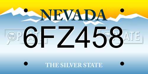 6FZ458 Nevada License Plate