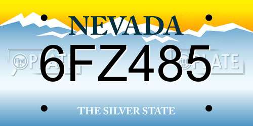6FZ485 Nevada License Plate