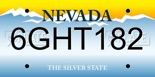 6GHT182 Nevada License Plate
