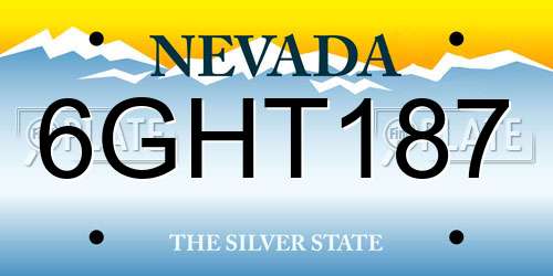 6GHT187 Nevada License Plate