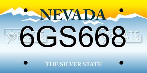 6GS668 Nevada License Plate