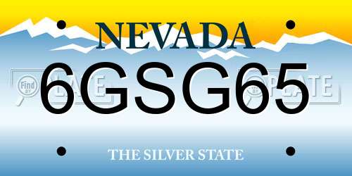 6GSG65 Nevada License Plate