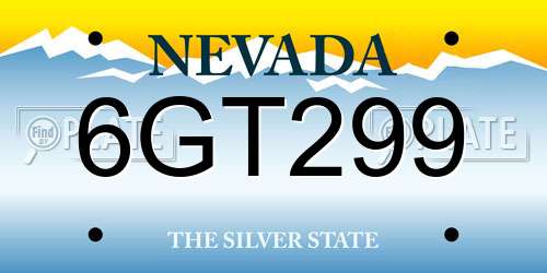 6GT299 Nevada License Plate