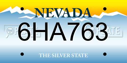 6HA763 Nevada License Plate