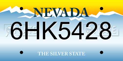 6HK5428 Nevada License Plate
