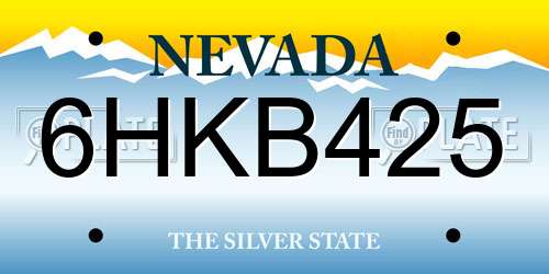 6HKB425 Nevada License Plate