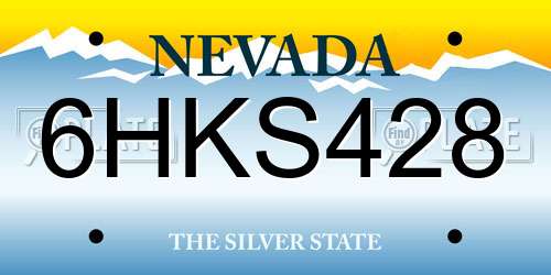 6HKS428 Nevada License Plate