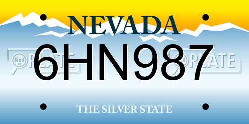6HN987 Nevada License Plate