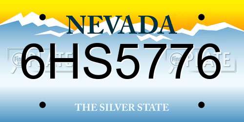 6HS5776 Nevada License Plate